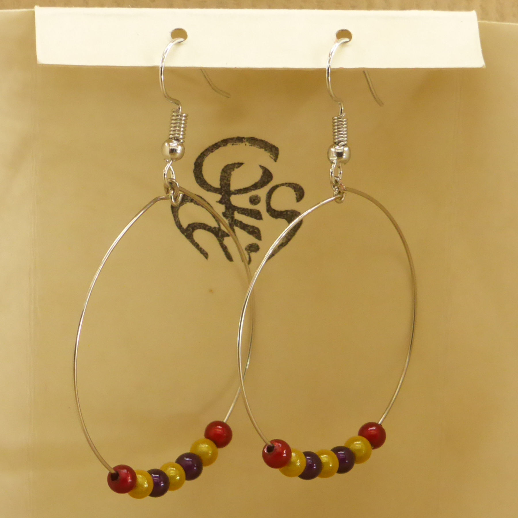 Boucles d'oreilles anneau Métal inox anallergique et perles