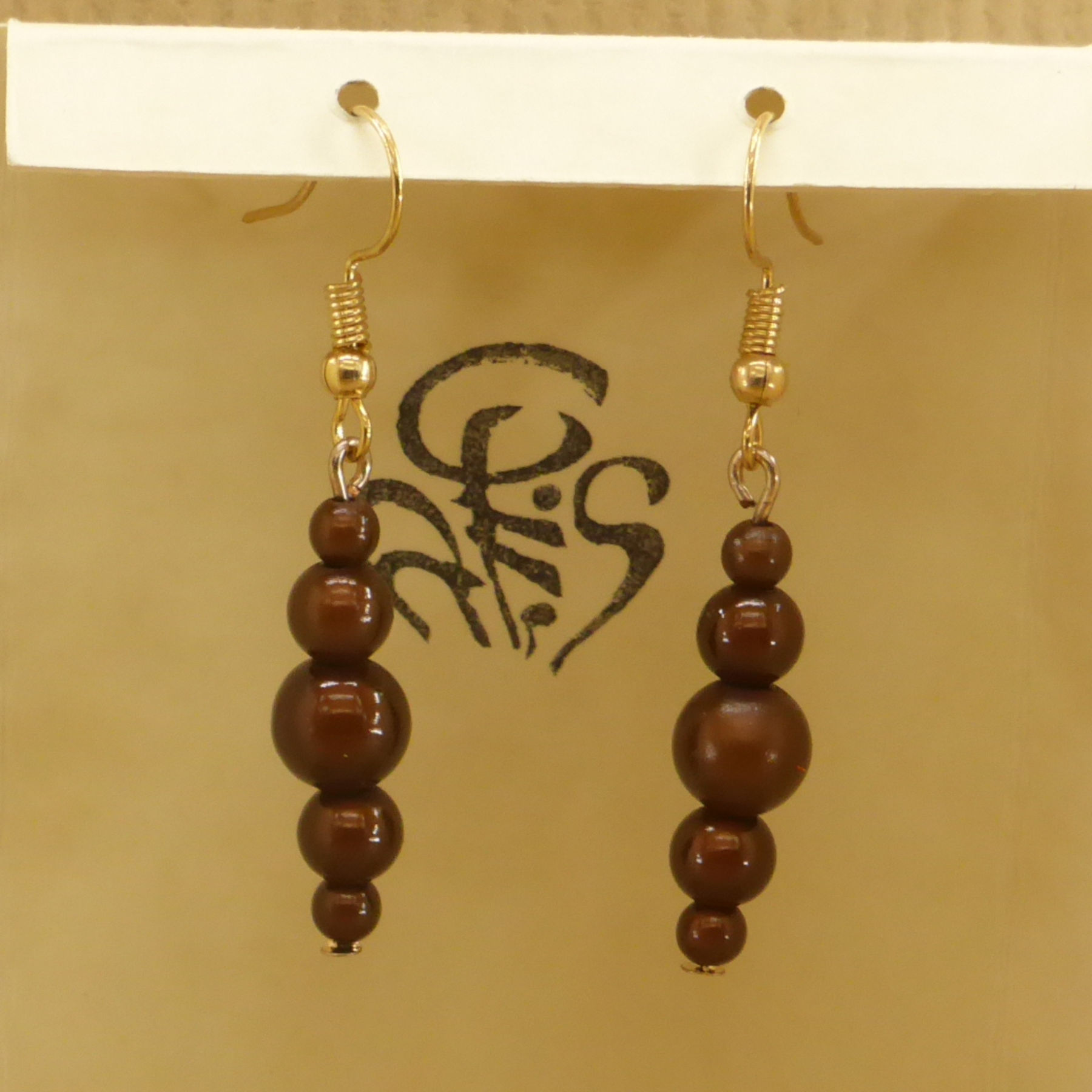 Perles fantaisie marron - empilage en forme de losange