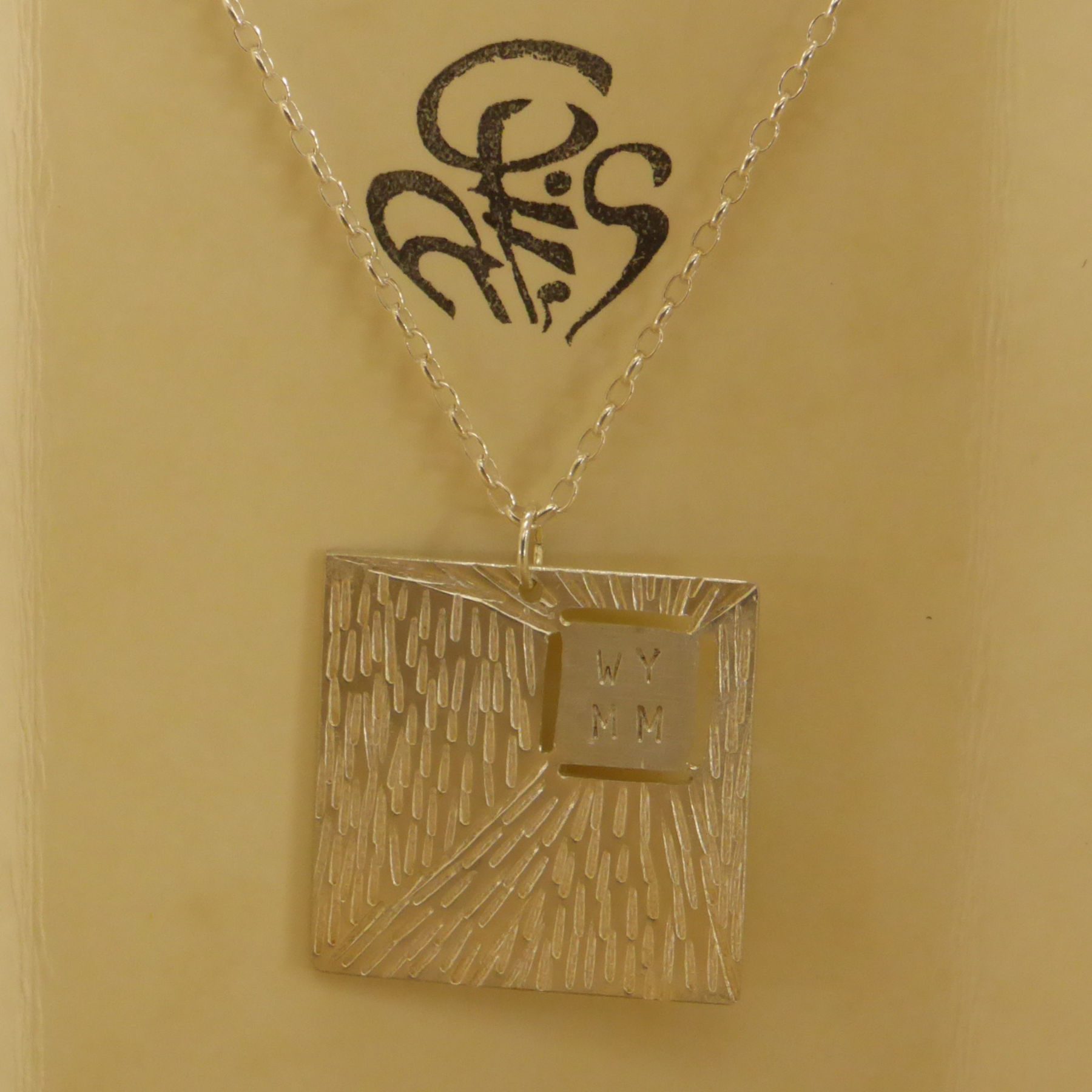 Square sterling silver pendant WYMM